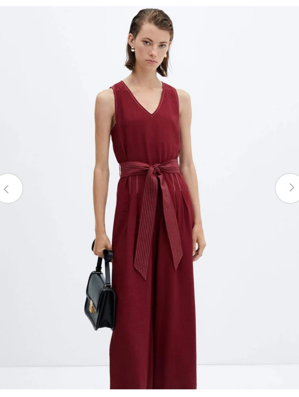 ❣️🍉🍷Mango Sleeveless V-Neck Jumpsuit in Deep Wine